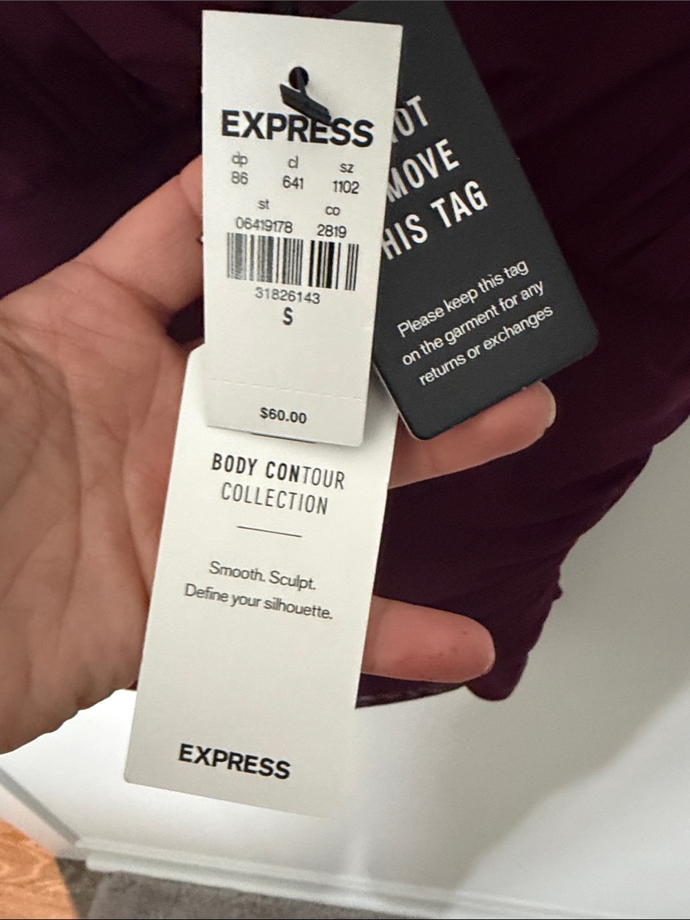 Express Wine-Red Ruched Tank Bodysuit with Adjustable Straps - Picture 2 of 3